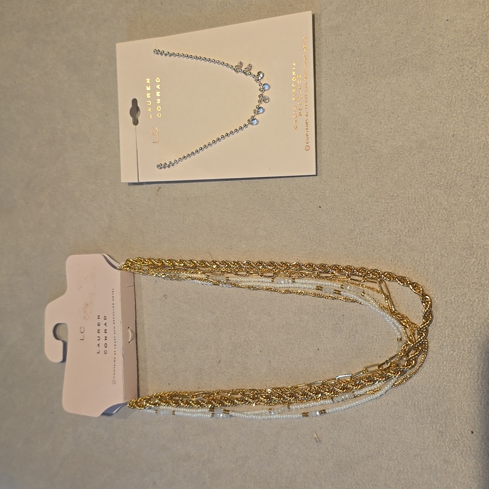 LC LAUREN CONRAD WOMEN'S FASHION JEWELRY NECKLACE BUNDLE OF 2